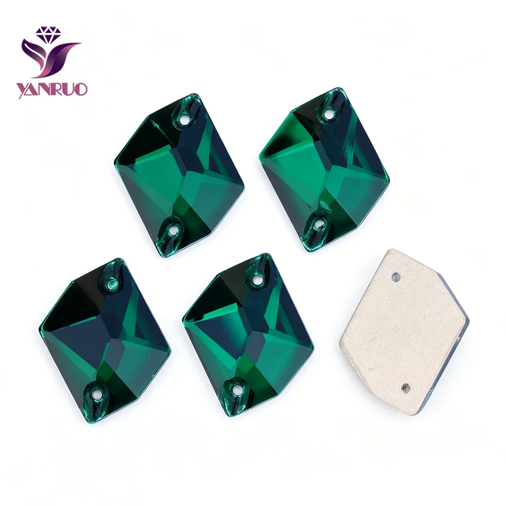 YANRUO 3265 kosmische Smaragd-Kristalle zum Aufnähen, Vestido, flache Rückseite, Strasssteine, Nähen, Kristalle, Diamant, Kleidungsstück, DIY-Strass