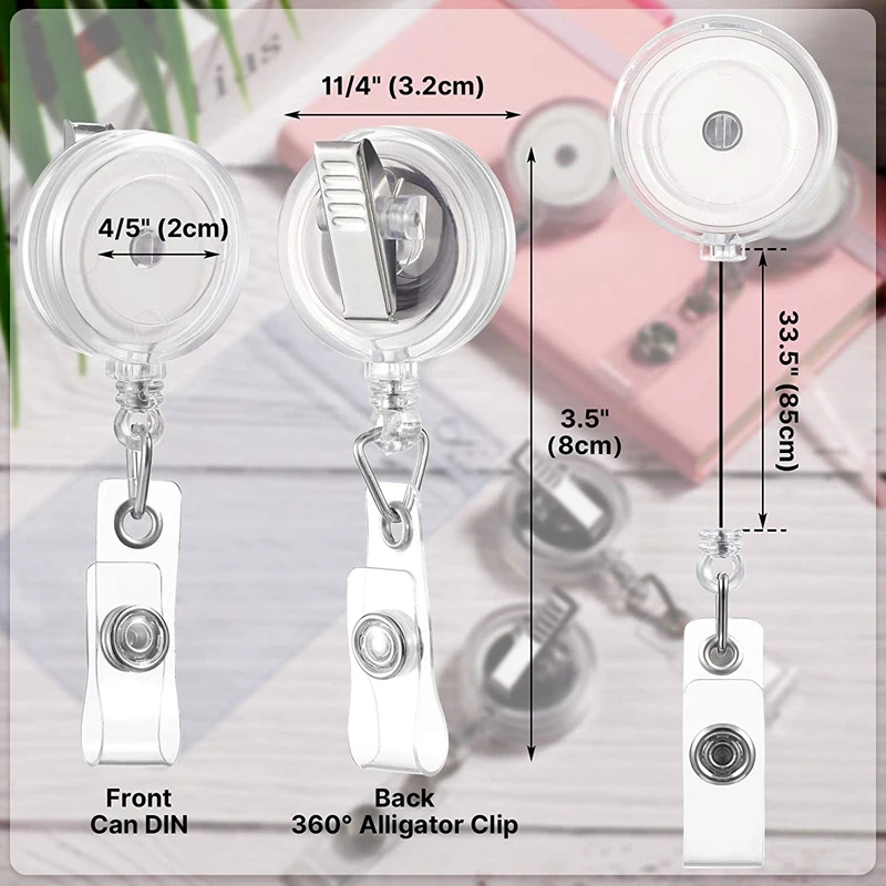 50 Pack Retractable Badge Holder ID Card Reels Carabiner Reel Clip On ID Card Holders For Teachers Office Nurse