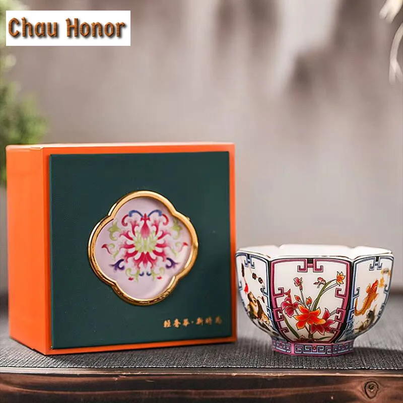 Enamel Color Mutton Fat Jade Porcelain Teacup Zen Tea Bowl Set of Cups Tea-tasting Meditation Cup Jianzhan Master Cups Drinkware