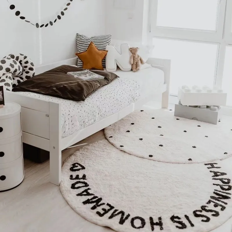 Cartoon Alphabet Children's Carpet Fluffy Soft Baby Crawling Mat Nordic Style Bedroom Decor Plush Rug Home Round Washable Rugs living room rug