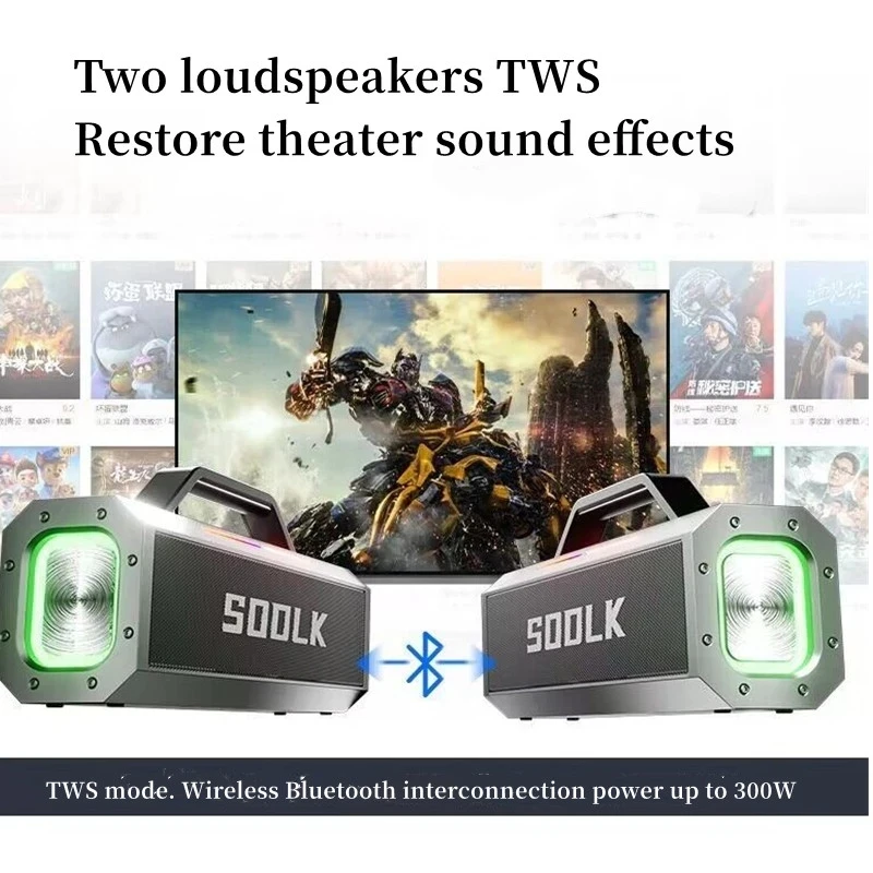 SODLK S520 caixa de som bluetooth 150W ultra high power stereo impact bass TWS dual pair built-in microphone with low latency 3
