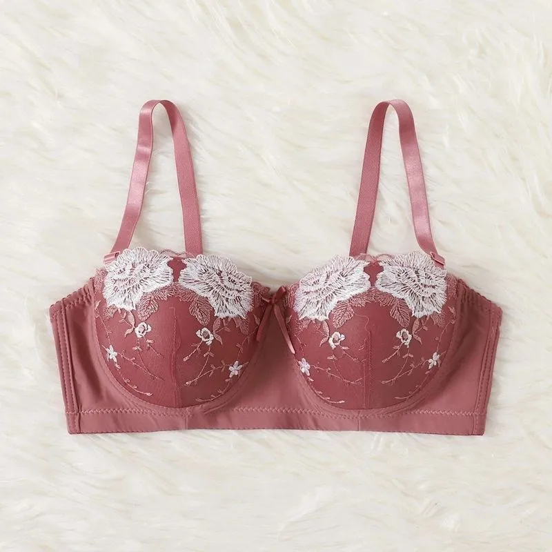 black bra Beauwear 85C 90C 95C 100C 105C 110C Demi Cup Plunge Bras Contrast Color Appliques Underwear Comfort Cold Silk Summer Bras nursing bras Bras