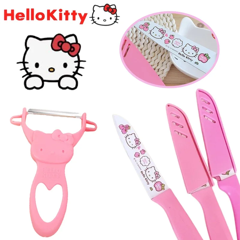 Hello Kitty Fruit Knife Paring Knife Cute Cartoon Kid Girl Women Stainless Steel Kawaii Fruit Slicing Kitchen Accessories