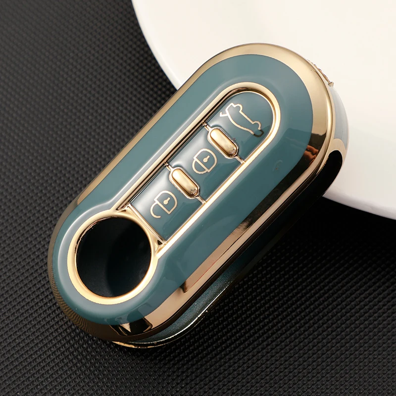 Key Case Cover 3Buttons TPU Car Flip Key Case Cover For Fiat Ducato 500 500L Panda Grande Punto Lancia Musa Auto Shell Fob Accessories