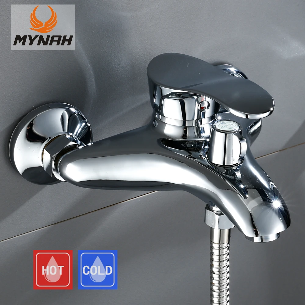 MYNAH Bathroom Faucets Wall Mounted Hot And Cold Water Faucet Zinc Alloy Bathtub Water Mixer Taps without Shower Hand bathtub faucet