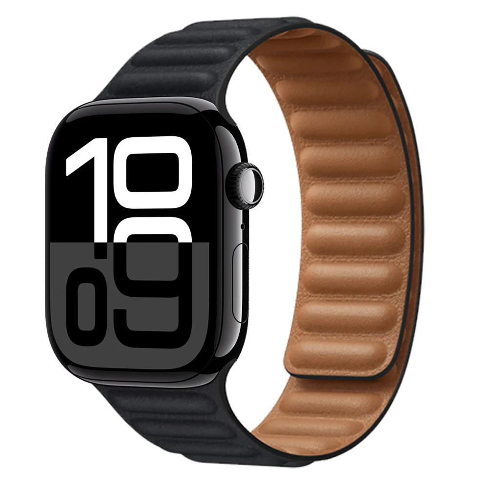 Premium Leather Magnetic Loop Watch Band Strap - Elegant Bracelet Design