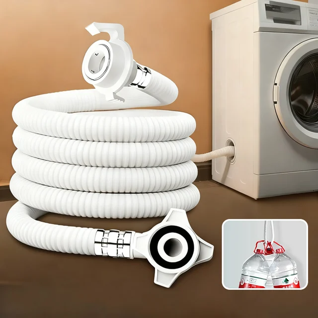 สายยางเติมน้ำเครื่องซักผ้าอัตโนมัติ แบบยืดหยุ่น ป้องกันการระเบิด พร้อมหัวเกลียวกันลื่น สายยางน้ำยาวพิเศษ 1