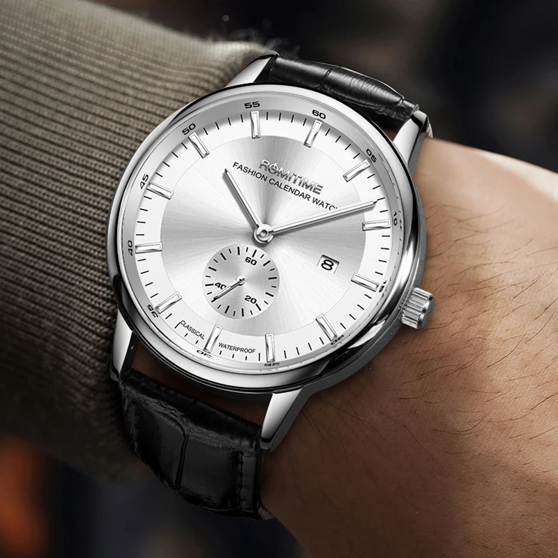 ROMITIME Quartz Watches For Men Mechanical Style Simple Sports Trend Men's Watches Luxury Waterproof Stainless Steel Calendar