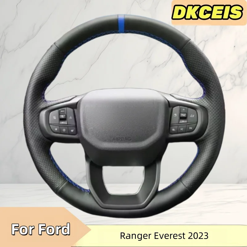 Auto Lenkrad Abdeckung Kunstleder Atmungsaktiv Für Ford Ranger Everest 2023 Lenkung Kreuz Rad Flechten Abdeckung Zubehör
