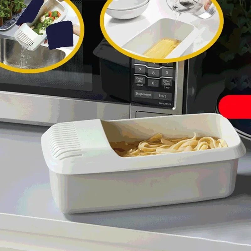 Microwave Noodles Pasta Cooker with Strainer Eco-Friendly Plastic Spaghetti Vegetable Steamer Kitchen Accessories Noodles Maker