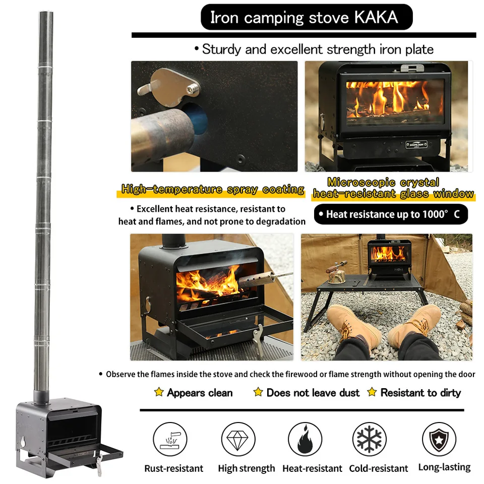 Soomloom 多機能薪ストーブ KAKA ブラック キャンプ暖炉 テント