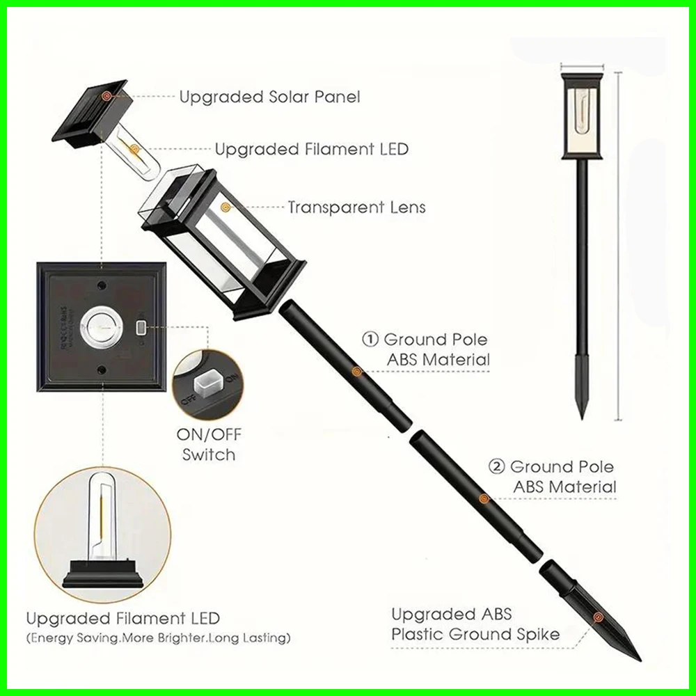Outdoor Solar Pathway Lights Warm Light Waterproof Solar Garden Lights Landscape
