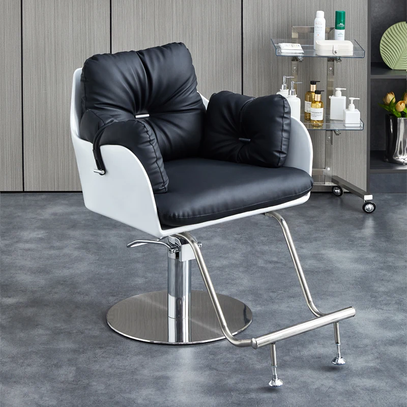 Orange Hydraulic Barber Chair Stainless Brow Hairdressing Manicure Barber Chair Makeup Taburete Rueda Furniture Beauty Salon HDH