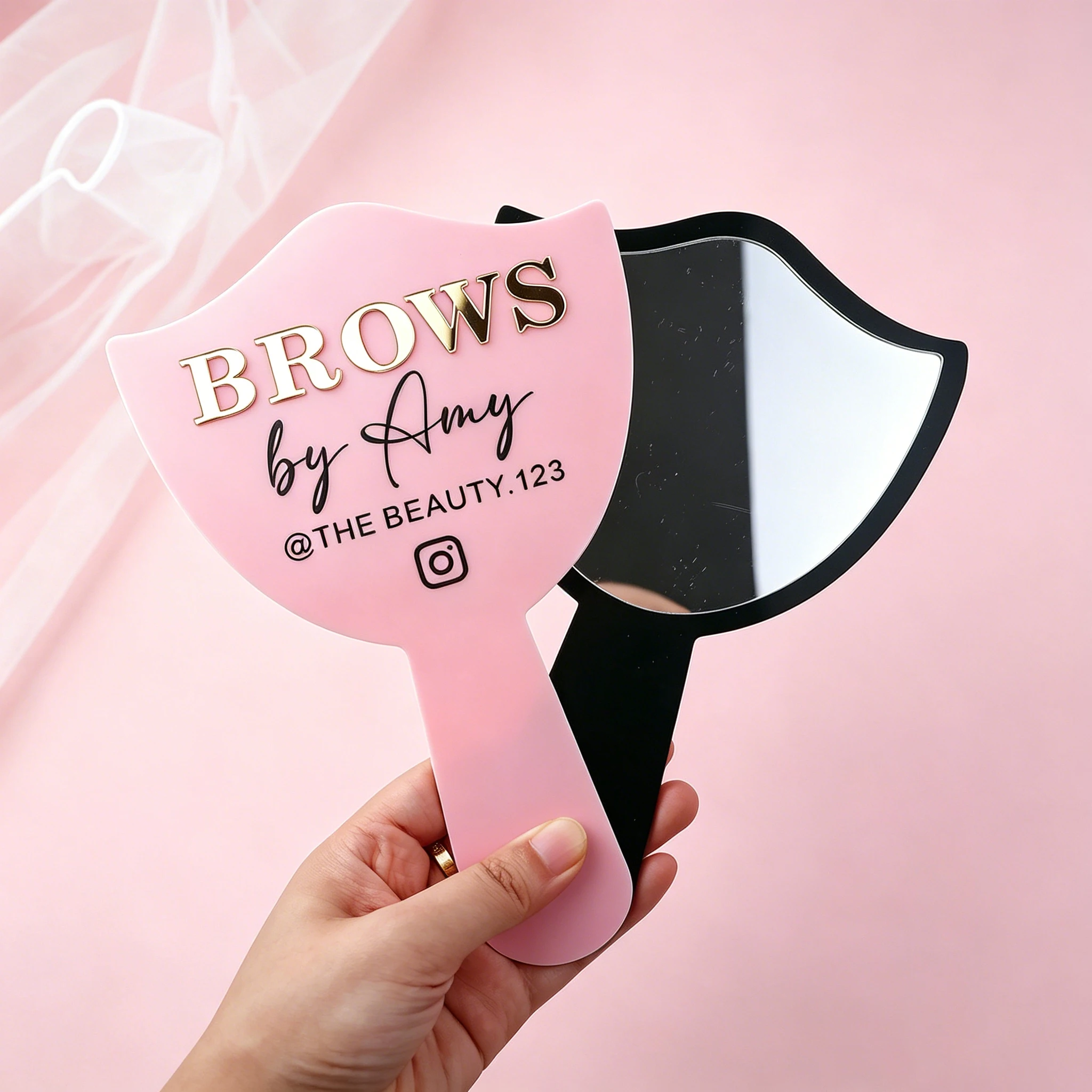 Customized Handheld Mirror with Logo for Salon Aesthetics and Social Media Photos