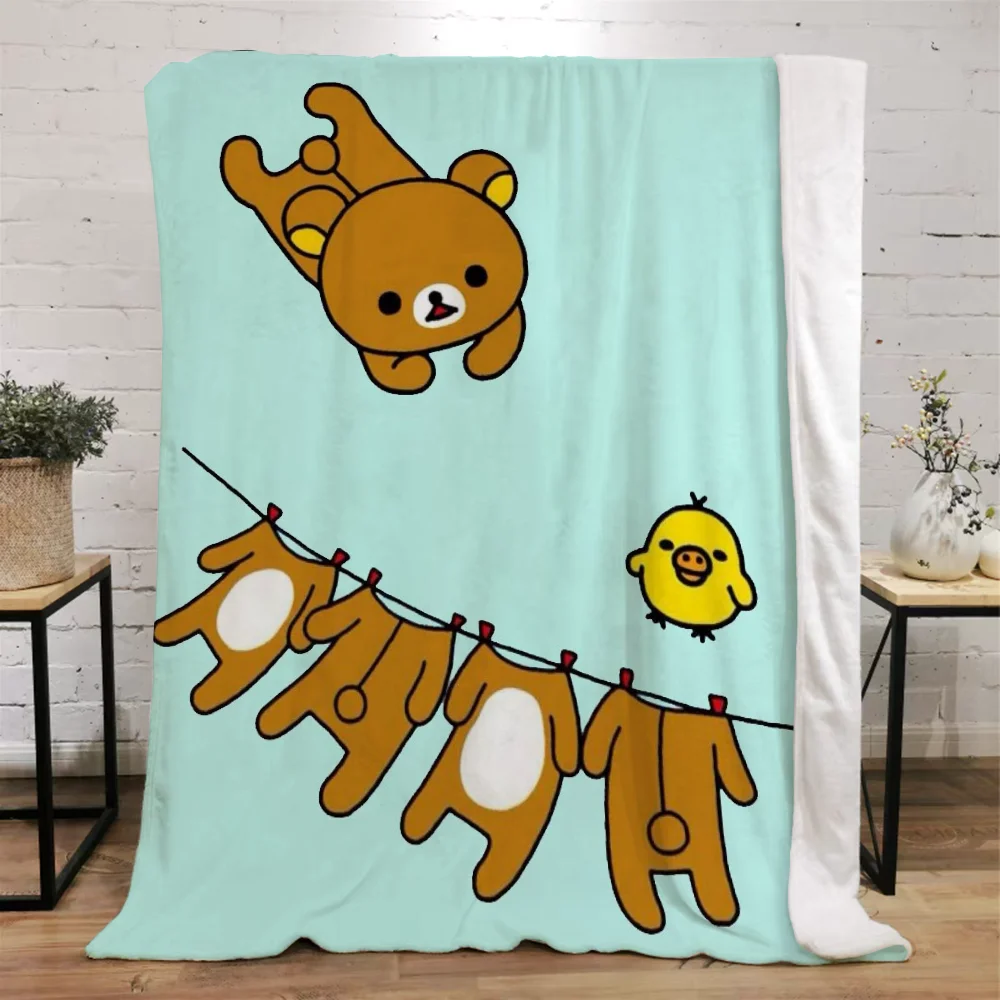 Rilakkumas 벨벳 담요, 킹 사이즈 극세사 침구 침대 담요 및 던지기, 가정 및 장식 니트 격자 무늬 비치 타월 던지기