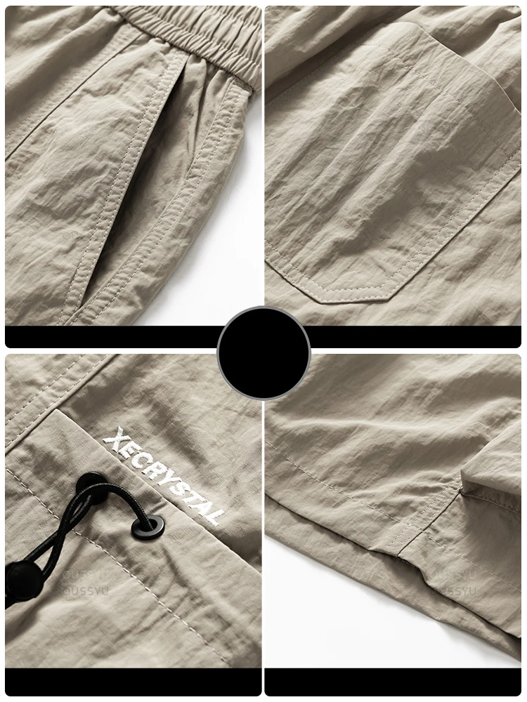 2025 뉴 여름 얇은 반바지 바지 남성 카고 작업 사이드 포켓 ??헐렁한 조깅 버뮤다 무릎 해변 짧은 바지 남성 플러스 사이즈 M-4XL