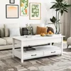 Lift Top Coffee Table with Hidden Compartment, 2 Drawers and 1 Open Shelf, Central Wooden Table Lift Tabletop for Living Room 4