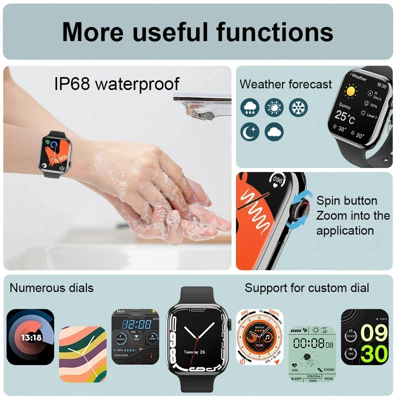남녀공용 GPS 스마트 워치, 울트라 시리즈 9 NFC 2.05 인치 스마트워치, BT 통화, IP68 방수, 무선 충전, IW9 워치, 2024 신제품