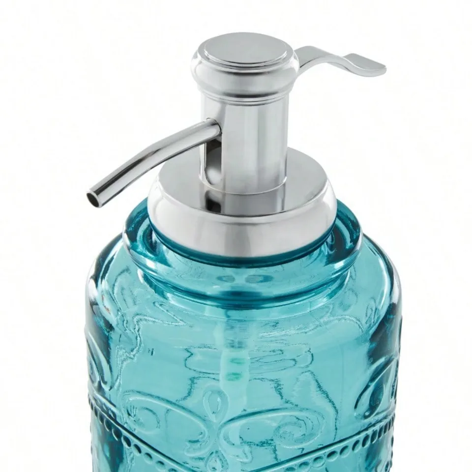 Teal Two Piece Glass Bathroom Accessories Set