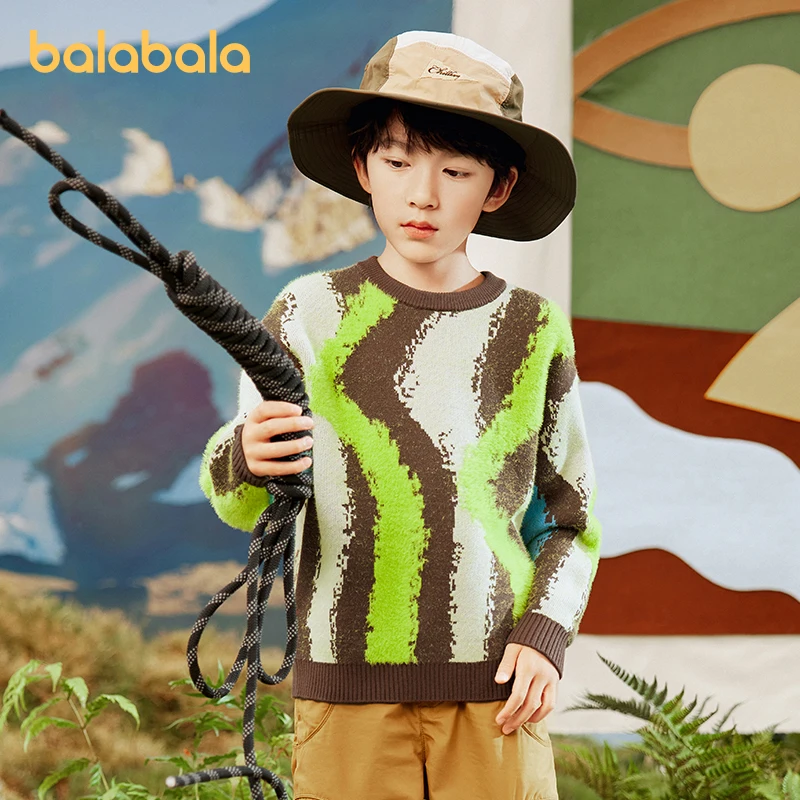 

Balabala Toddler 2023 Unisex Boy Girl Sweater Knitwear Bottoming Shirt Autumn Winter Trendy Pullover