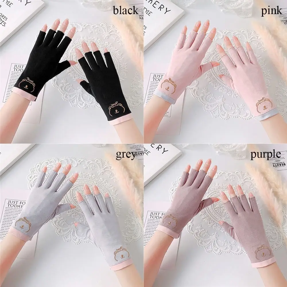 Thin Sun Protection Gloves Fashion Fingerless Short Anti-UV Mittens Elastic For Female fingerless gloves half finger gloves sunscreen gloves
