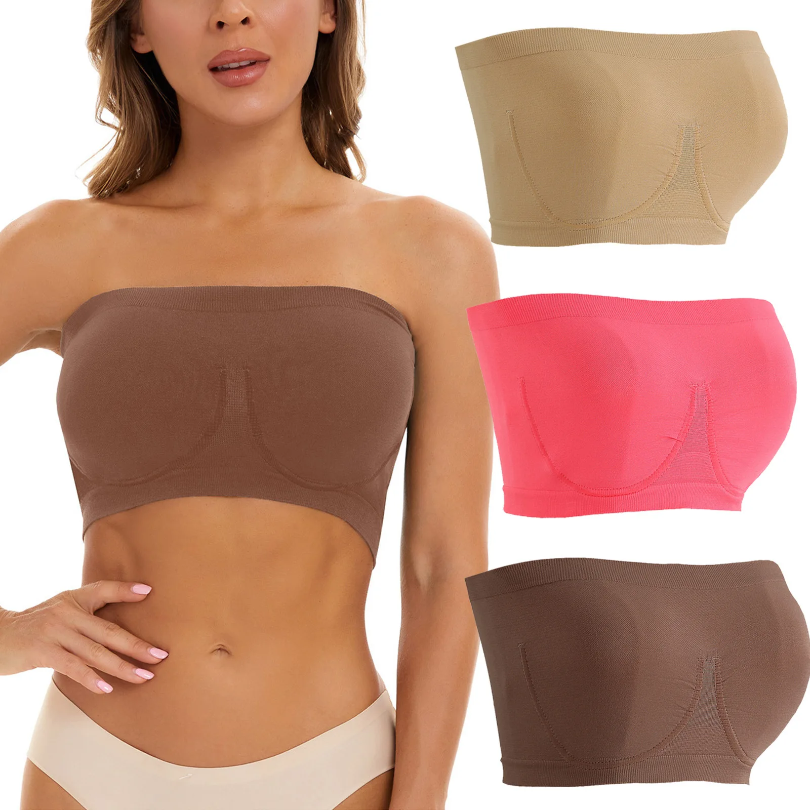 

3pc/set Large Size Crop Top Sexy Bra Seamless Bandeau Bra Lingerie Without Straps Strapless Tube Top for Women Underwear New