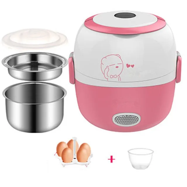 110V 220V MINI Rice Cooker Thermal Heating Electric Lunch Box Portable