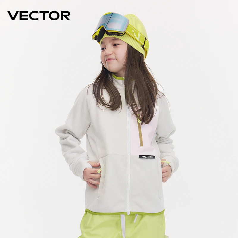 VECTOR Fleece Jacket Children Autumn Winter Warm Coats Clothing Contrast Sleeve Sweatshirt Coats Color Outdoor Jacket