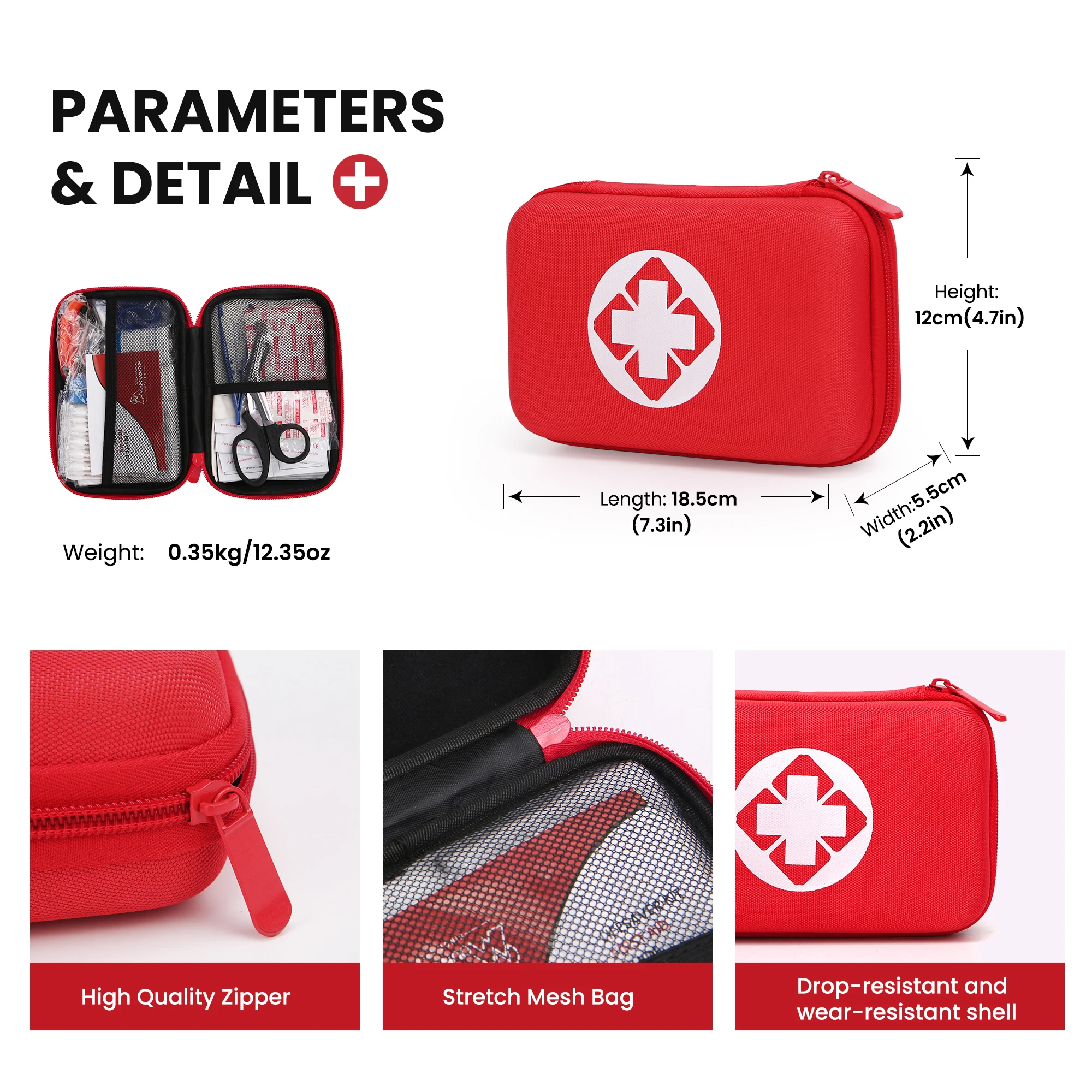 MOUNTAINTOP First Aid Kit Emergency Kit Small Outdoor Survival Kit for Sports Travel Hiking Camping Emergency (Red)