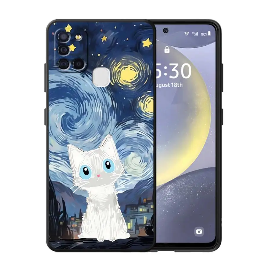 Van Gogh Starry Night Cat Phone Cover Case