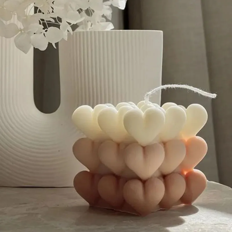 Stampo per Candele a Forma di Cubo,4 pezzi Stampi Silicone Candele,Bubble Candle Stampo,Stampi per Candele Fai Da Te,per Candele Profumate, Sapone Fatto a Mano,Decorazioni Fai da Te (4