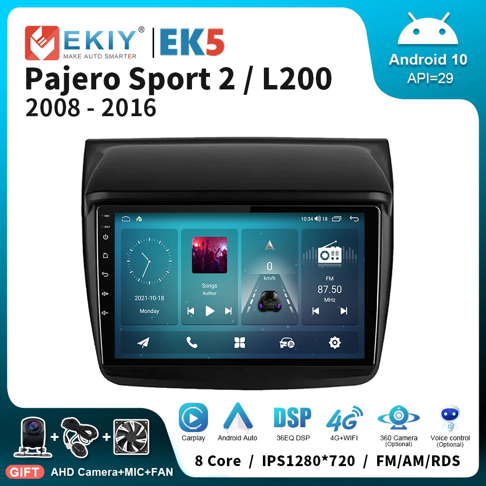 

Автомагнитола EKIY EK5 2DIN Android мультимедийный проигрыватель для Mitsubishi Pajero Sport 2 L200 Triton 2008 - 2016 Carplay видеоплеер головное устройство