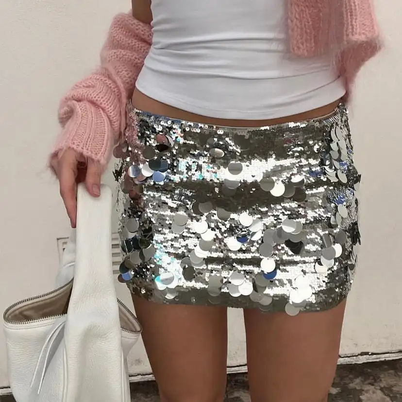 

Women Mini Skirts Sexy Hot Girl Sequined Light-Reflecting & Short Type Sheath Skirt Carnival Party Clothings 2023 New Dress