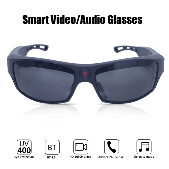 Lunettes de musique intelligentes avec écouteurs Bluetooth, caméra, vidéo  1080P, conduite en plein air, cyclisme, lunettes, caméscope, mini caméra -  AliExpress