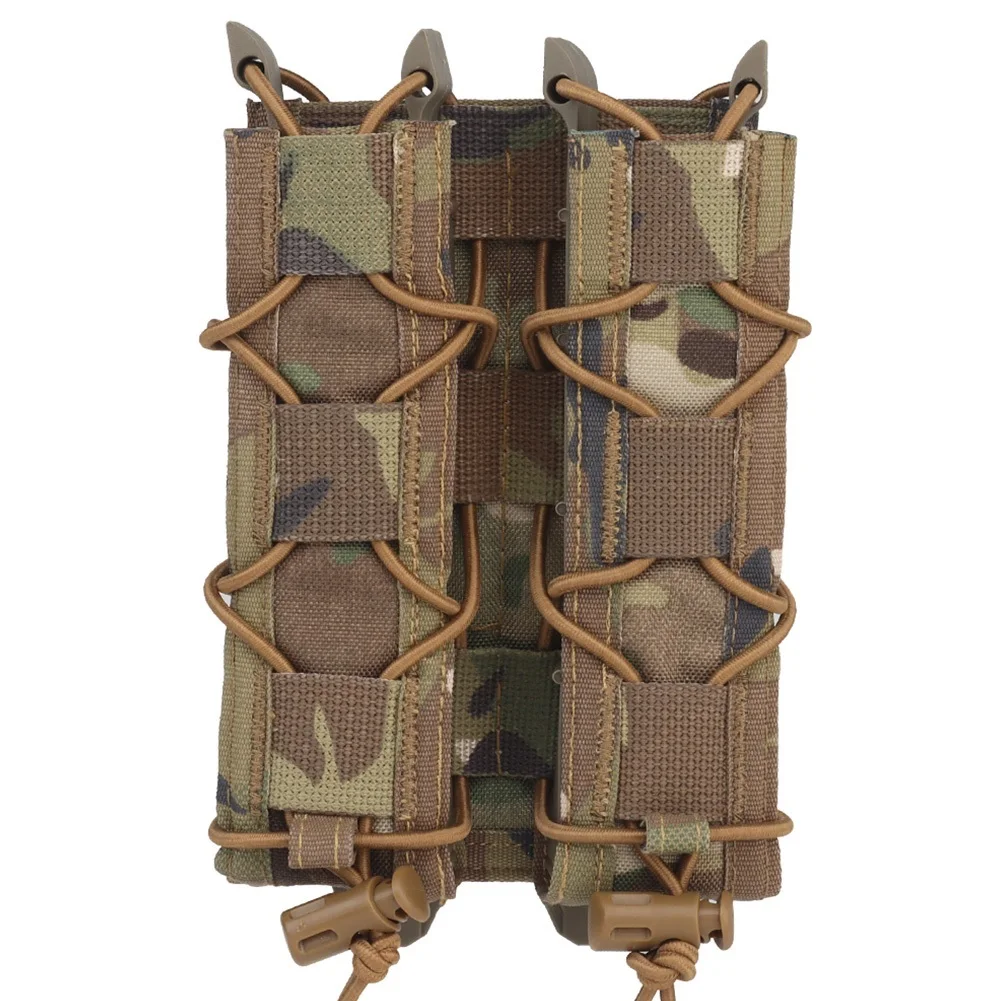 

Molle Long Double Quick Pull Mag Pouch, Tactical Open-Top 9mm Magazine Pouch Utility Tool Pouch, Multicam Adjustable Army Gear