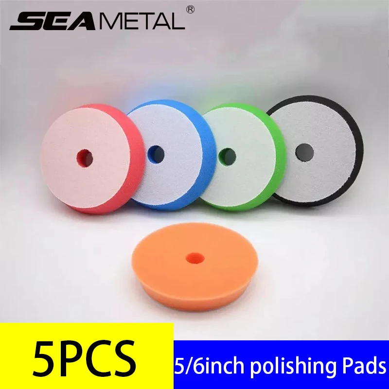 5pcs 5/6INCH Auto Detailing Pads Polishing Wheel Sponge Car Polisher Waxing Pads Set for Car Wax Applicator Discs