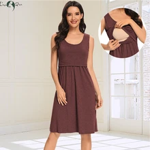 

Women's Pregnancy Sleeveless Nursing Pleat Dress Maternity Dress Breastfeeding Clothes Knee Length Pregnancy Dresses