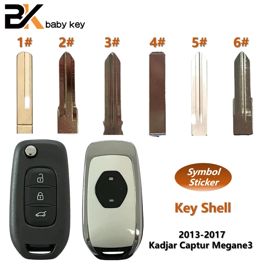 Корпус Ключа BB для Renault Megane III Dacia Duster, Kadjar, Captur, символ, 3 кнопки, FCC ID:CWTWB1G767, раскладной Складной Дистанционный Автомобильный ключ