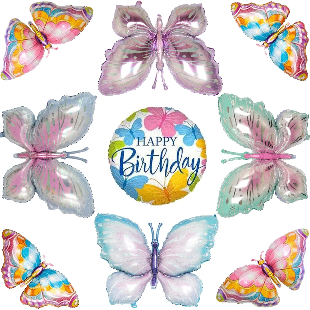 40 Zoll Farbverlauf bunte große Zahl 1-9 Folienballon rosa Schmetterlingsballons für Mädchen Fee Geburtstagsdekoration Partyzubehör – Detail 12