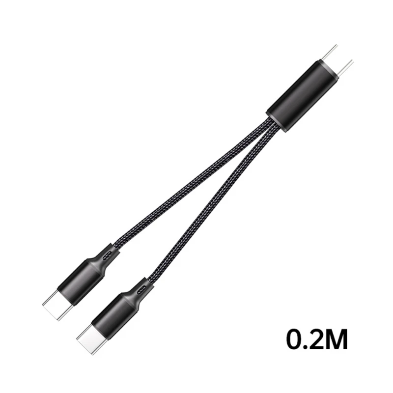 휴대용 USB C 남성 2개의 USB C 남성 Y 분배기 케이블 USB C 확장 분배기
