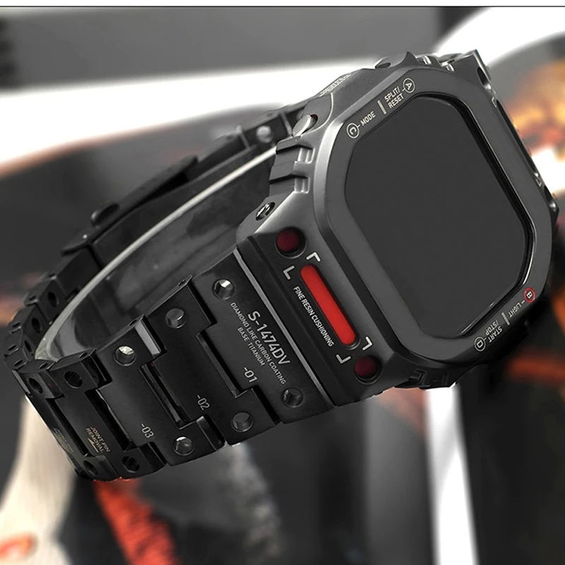 

New Mecha Robot DW5600 Metal Bezel Strap 5610 Titanium GW-B5600 G5600E GWM5610 WatchBand 316 Steel Case GLX5600 GMW-B5000