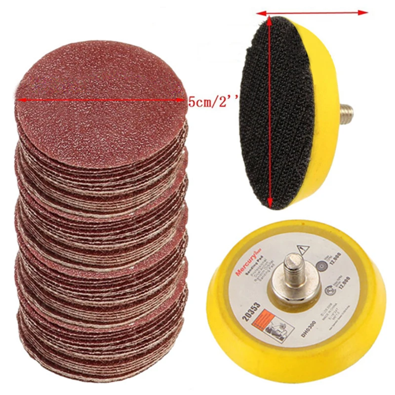Sanding Discs Pad Kit 2 Inch 50mm Sandpaper 1/4 Inch Shank Sponge Cushions for Drill Grinder Precision Tools 200 Pack