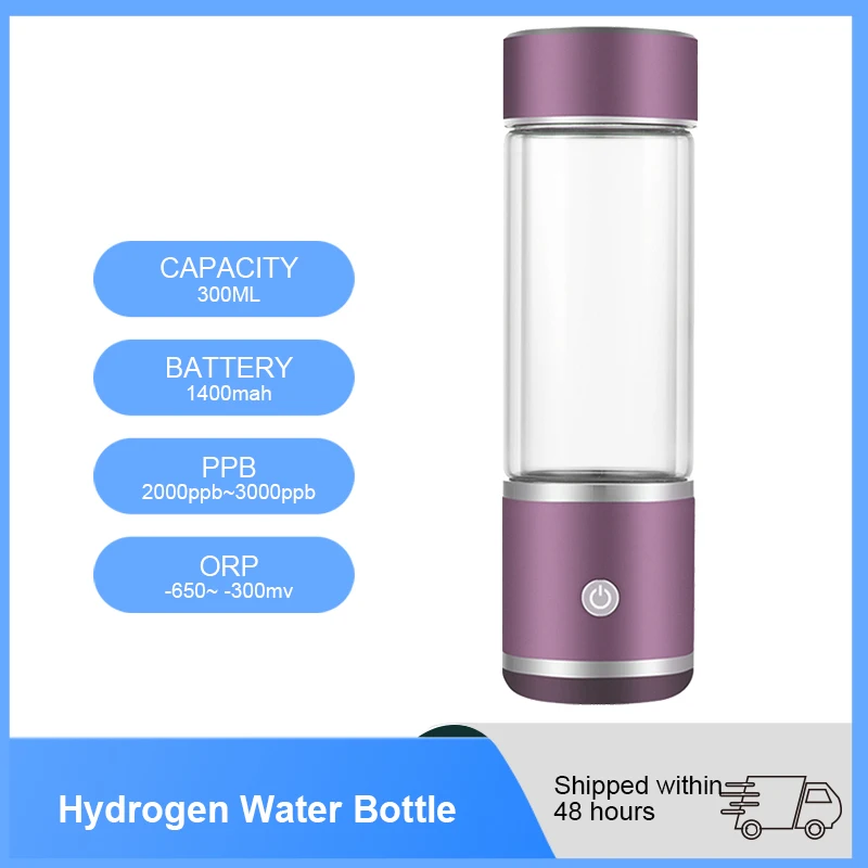 

SPE/PEM 300ml Hydrogen Water Generator Ionizer Bottle With Japan Electrrolysis Technology,Double-layered Glass,Water Filter