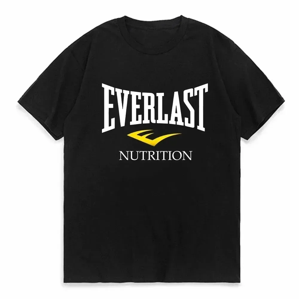 NEW EVERLAST Boxing T Shirt Men Women Summer Loose Casual Short Sleeve O Neck Cotton Fitness Sports Streetwear