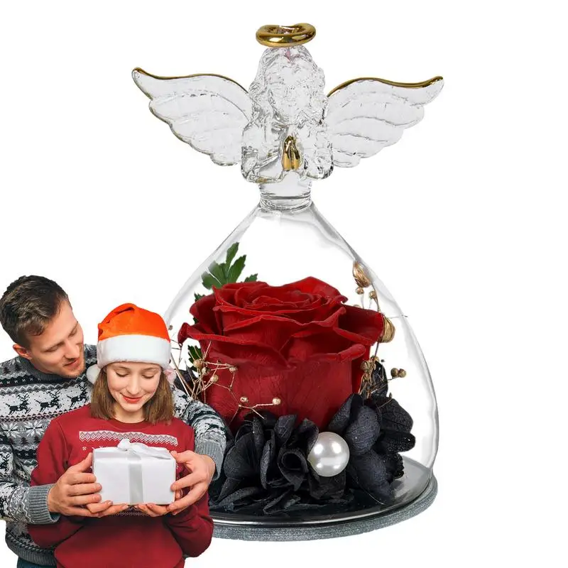 

Подарки для женщин консервированные розы в Ангеле стеклянная крышка Свадебные вечные цветы Рождество День Святого Валентина Вечная Любовь Подарки