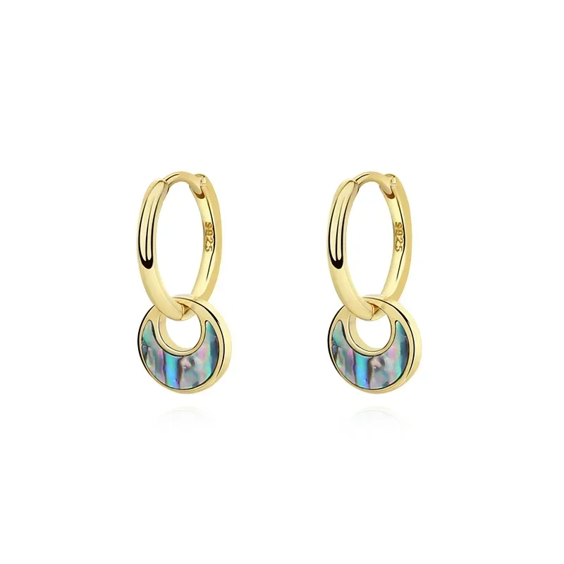 

Light luxury 925 sterling silver vintage abalone shell earrings women's niche light luxury turquoise earrings spot wholesale