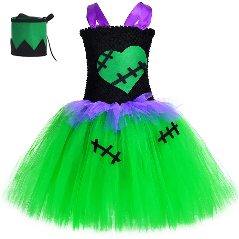 thumbnail image 1 of Disfraz de monstruo de Frankenstein para Halloween para niños, disfraz de diablo de terror para niñas, ropa de fiesta de carnaval elegante para niños, vestido con tutú de 1 a 14 años, 1 of 5