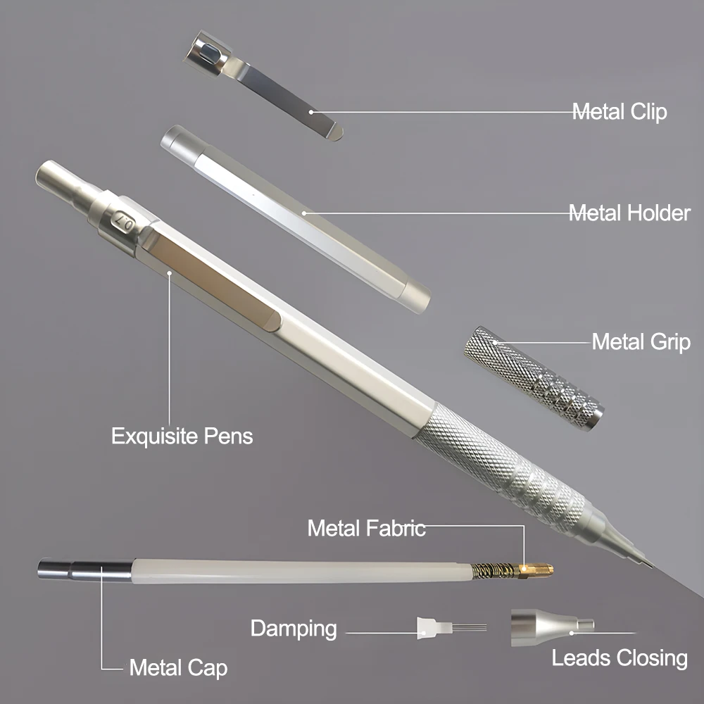 Japanese Mechanical Pencils 0.3 0.5 2mm Metal Automatic Pen Leads Drawing Sketch Office School Teacher Kids Girls Stationery 2B 5