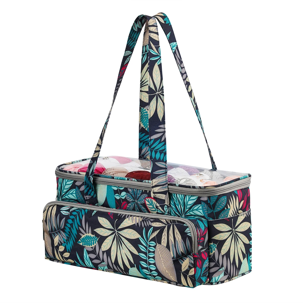 Empty Yarn Storage Bag With Maple Leaves Knitting Tote Bag Orange Square For Thread Wool Yarn Crochet Hooks Knitting Needles yarn storage bag yarn storage organizer