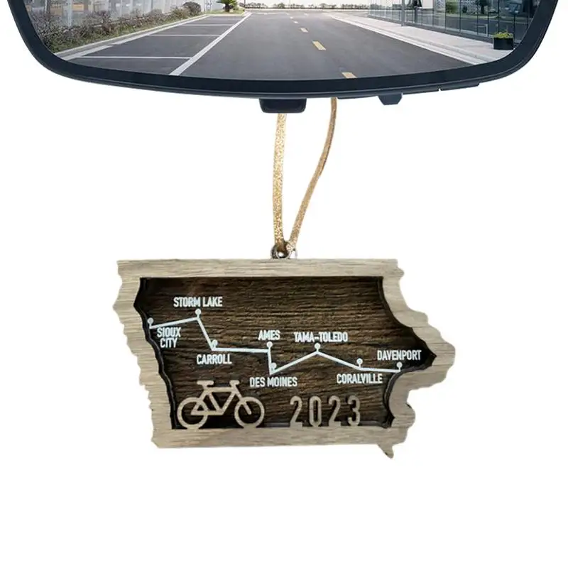 

Riding Map Pendants Creative Wooden Frame Pendant Cycling Souvenir Creative Souvenirs For Car Rearview Mirror Wall Window